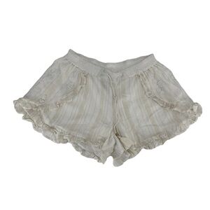 Chloe Oliver White Gold Flowy Paper Bag Shorts Size Medium Women’s